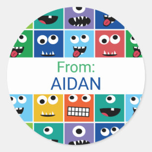 Personalised Kids Monster Party Custom Thank You Classic Round Sticker