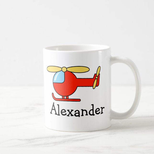 Personalised kids mug | toy plane and helicopter (Right)