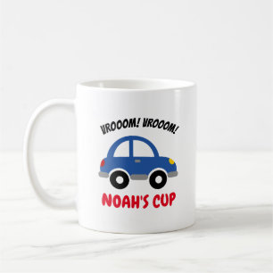 Personalised kid's mug with cute toy car for boy