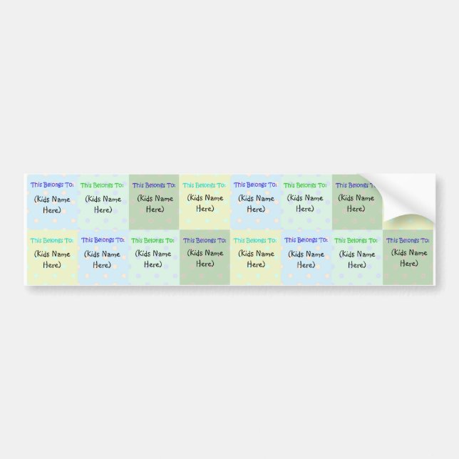 Personalised Kids Name Labels; Waterproof Stickers (Front)