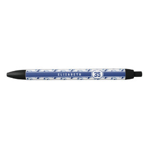 personalised kids name light dark blue volleyballs black ink pen