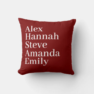 Personalised Kids Name Modern Family Cherry Red Cushion