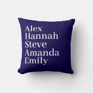 Personalised Kids Name Modern Minimal Family Blue Cushion