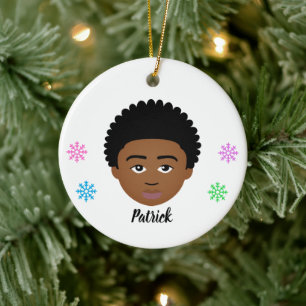 Personalised Kids Natural Hair Ceramic Ornament