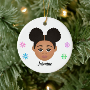 Personalised Kids Natural Hair Ceramic Ornament