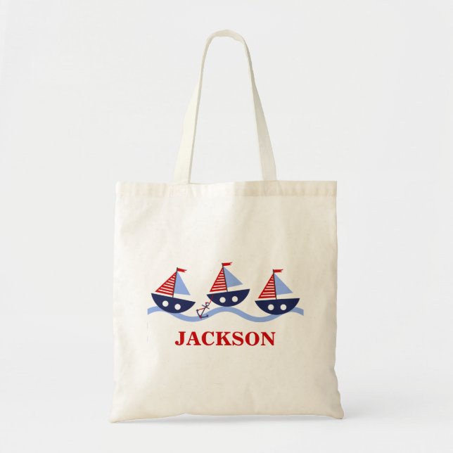 Personalised Kids Nautical Tote Bag (Front)