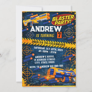 Personalised Kids Party Nerf Birthday Invitation