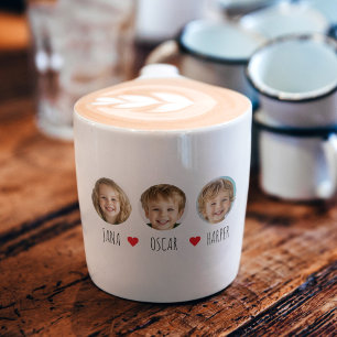 Personalised Kids Photo with Names and Hearts Espresso Cup