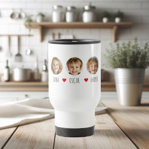 Personalised Kids Photo with Names and Hearts Travel Mug