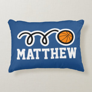 Personalised kids pillow with cute basketball ball