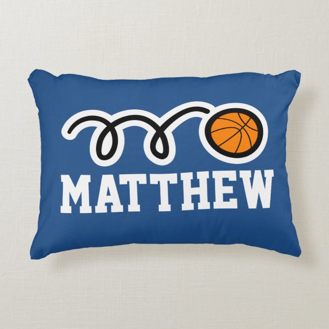 Personalised kids pillow with cute basketball ball (Front)