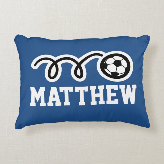 Personalised kids pillow with cute soccer ball (Front)