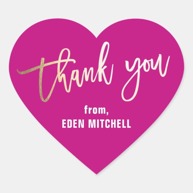 Personalised Kids Pink and Gold Heart Sticker (Front)