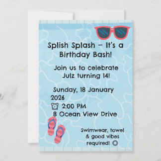 Personalised Kids Pool Party Invitation | Summer