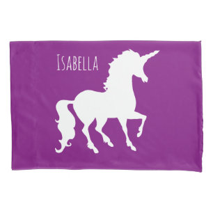 Personalised Kids Purple Pink Unicorn Silhouette Pillowcase