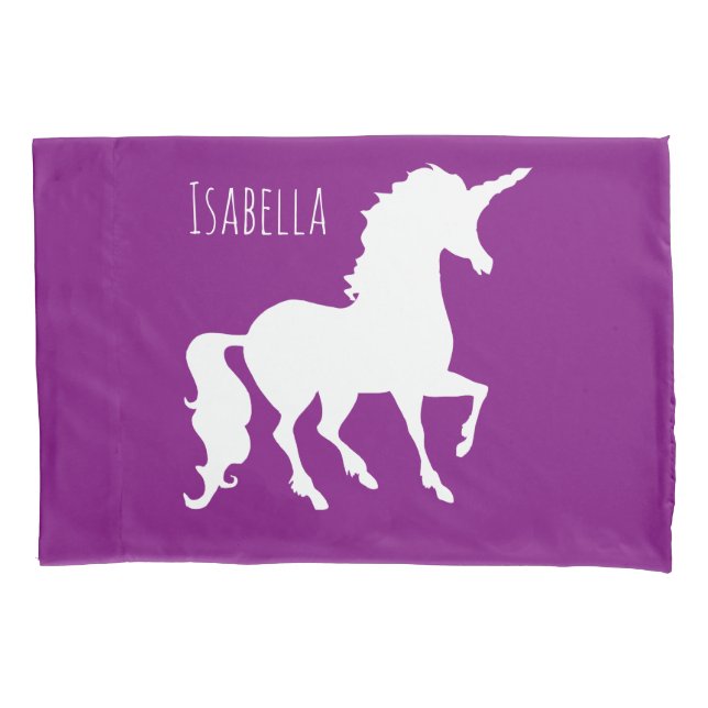 Personalised Kids Purple Pink Unicorn Silhouette Pillowcase (Front)