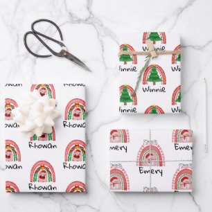 Personalised Kids Rainbow Christmas  Wrapping Paper Sheet