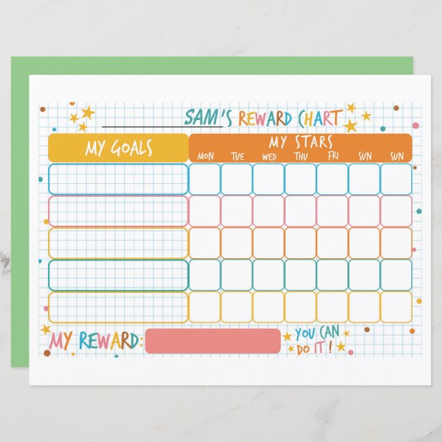 Personalised Kid's Reward Chart (Front/Back)