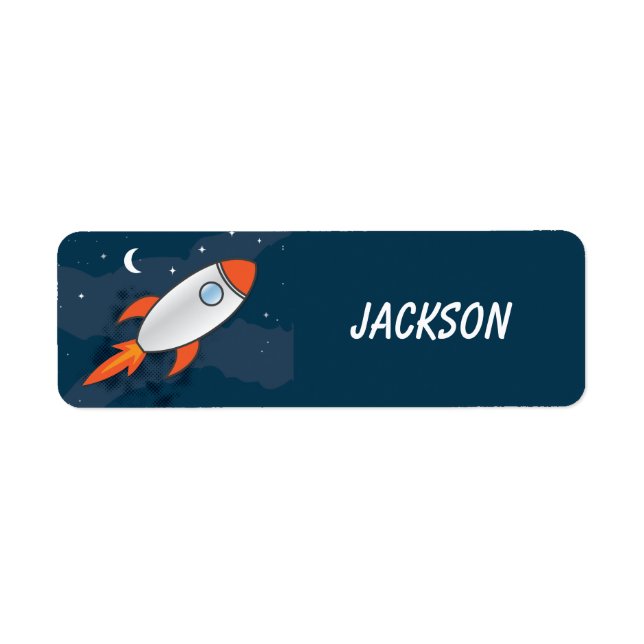Personalised Kids Rocket Return Address Labels (Front)