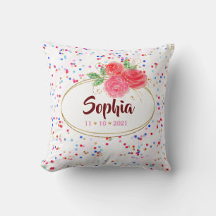 Personalised Kids' Room Decor, glitter girl flower Cushion