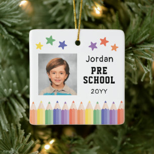 Personalised Kids School Colourful Photo Keepsake Ceramic Ornament