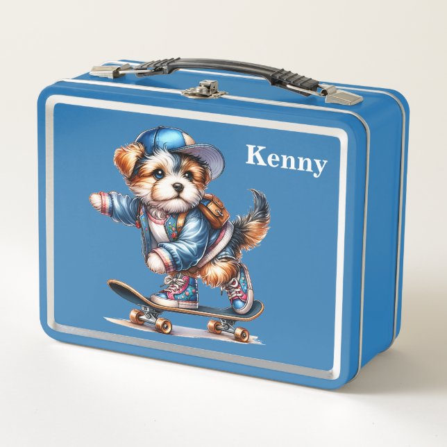 Personalised Kids Skateboarder  Metal Lunch Box (Front)