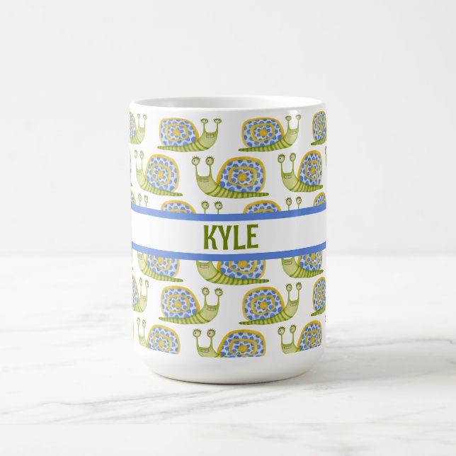 Personalised Kid's Snail Patterned Coffee Mug (Center)