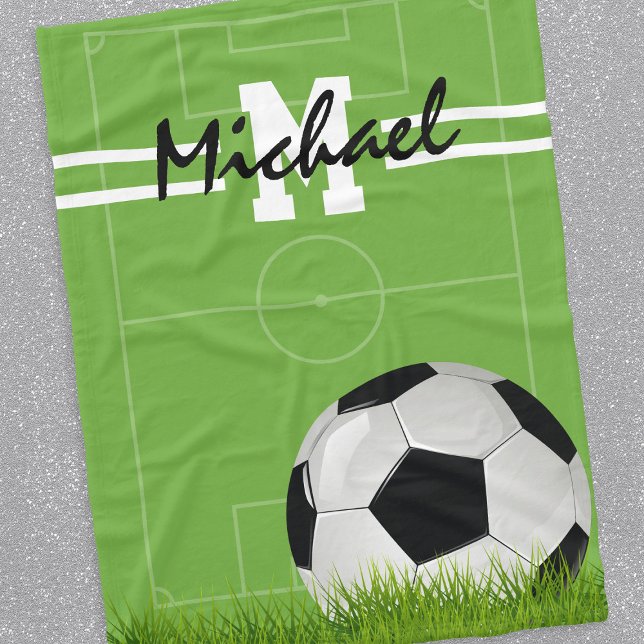 Personalised Kids Soccer Football Fleece Blanket (Creator Uploaded)