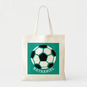 Personalised Kids Soccer Sports Green Sport Tote Bag