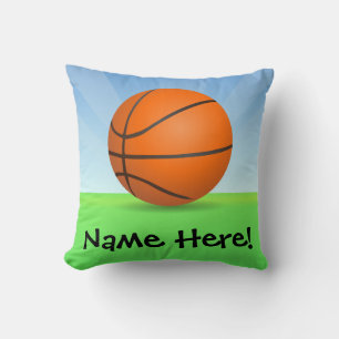 Personalised Kid's Sports Basketball Sunny Day Cushion