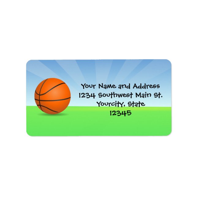 Personalised Kid's Sports Basketball Sunny Day Label (Front)