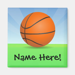 Personalised Kid's Sports Basketball Sunny Day Magnet