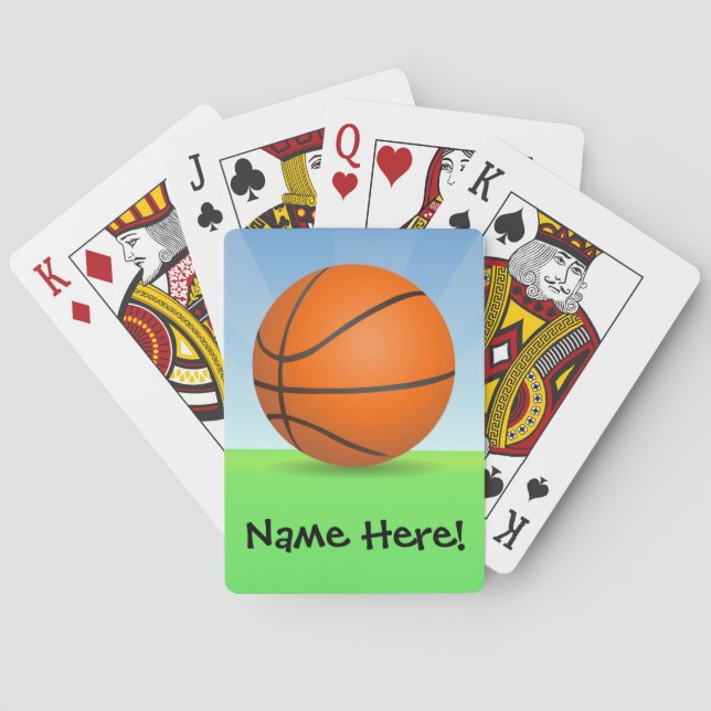 Personalised Kid's Sports Basketball Sunny Day Playing Cards (Back)