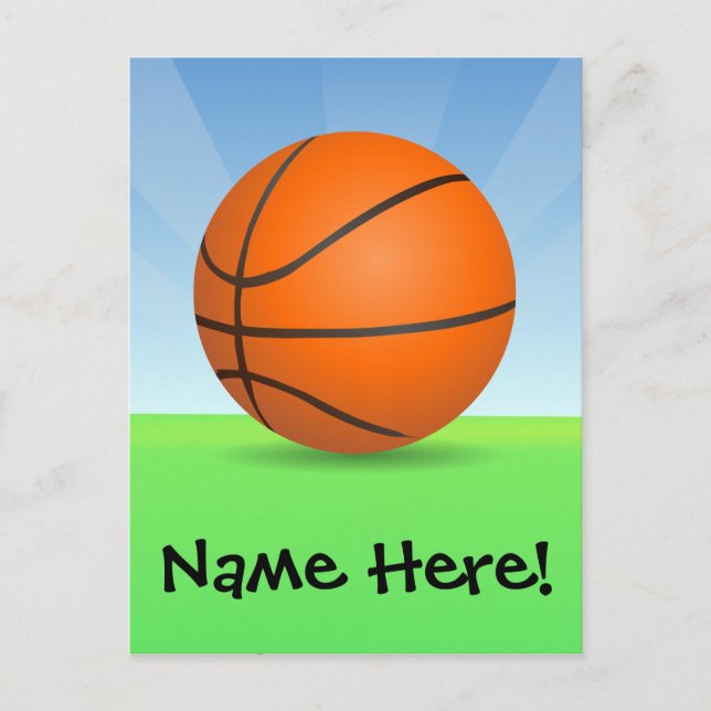 Personalised Kid's Sports Basketball Sunny Day Postcard (Front)