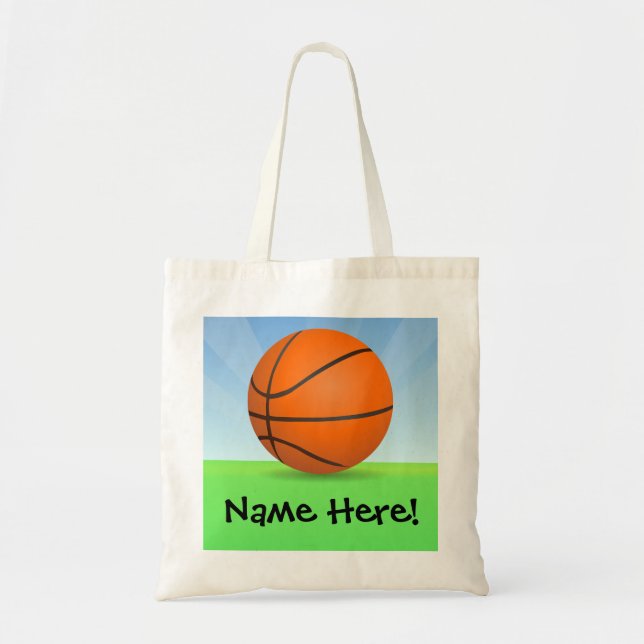 Personalised Kid's Sports Basketball Sunny Day Tote Bag (Front)
