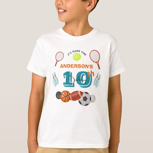 Personalised Kids Sports Birthday Custom Name  T-Shirt (Front)