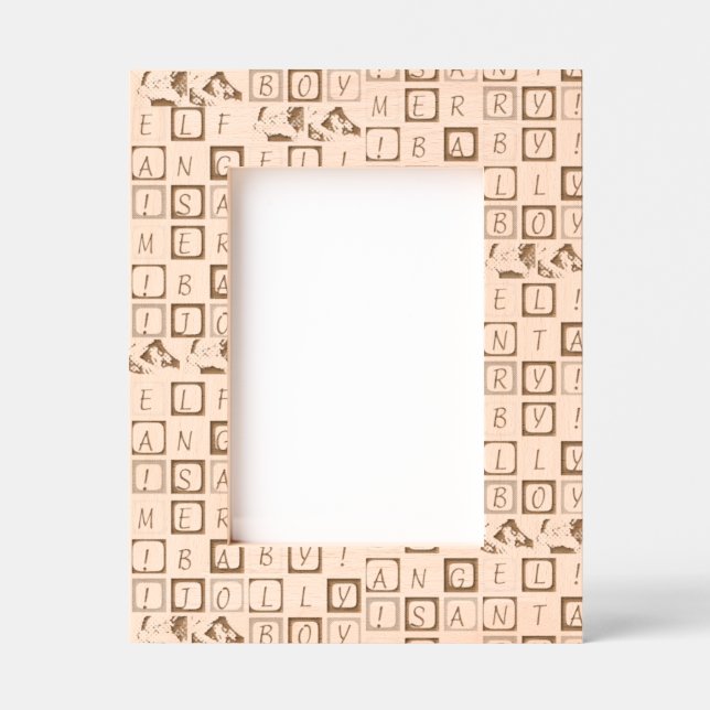 Personalised Kids Squares and 2 Photos Pattern Etched Frames (Front)