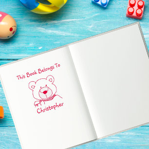 Personalised Kids Teddy Bear Bookplate Stamp