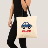 Personalised kid's tote bag with cute toy car logo (Front (Product))