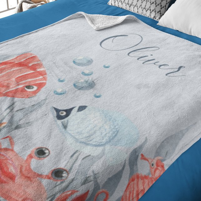 Personalised Kids Under The Sea Fleece Blanket (Creator Uploaded)