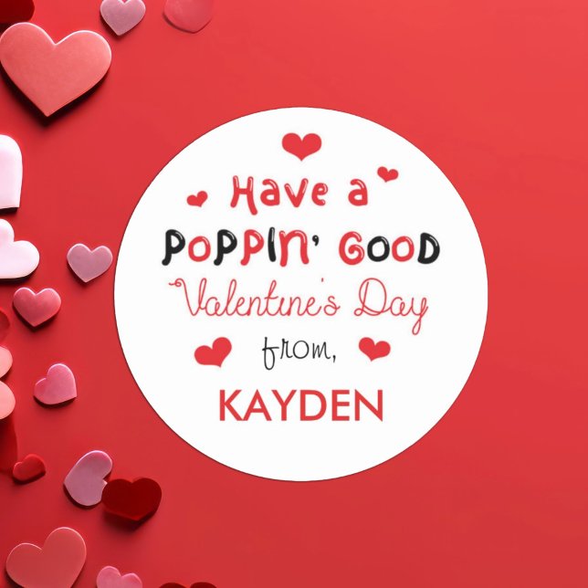 Personalised Kids Valentine Day Treat   Classic Round Sticker (Creator Uploaded)
