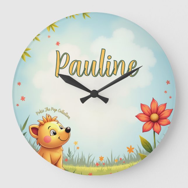 personalised kids wall clock - customised name (Front)
