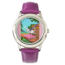 Personalised Kids Watch - Cat on the Bench Design