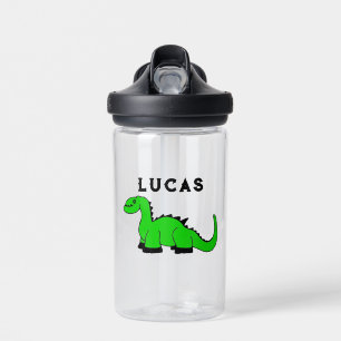 Personalised Kids Water Bottle W/Name - Cute Dino