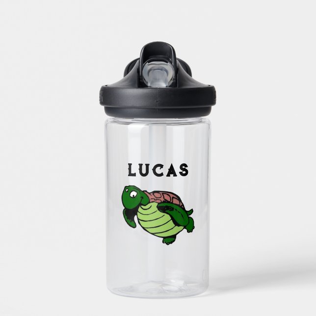 Personalised Kids Water Bottle W/Name - Sea Turtle (Front)