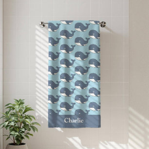 Personalised Kids Whale Bath Towel