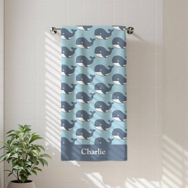 Personalised Kids Whale Bath Towel (Creator Uploaded)