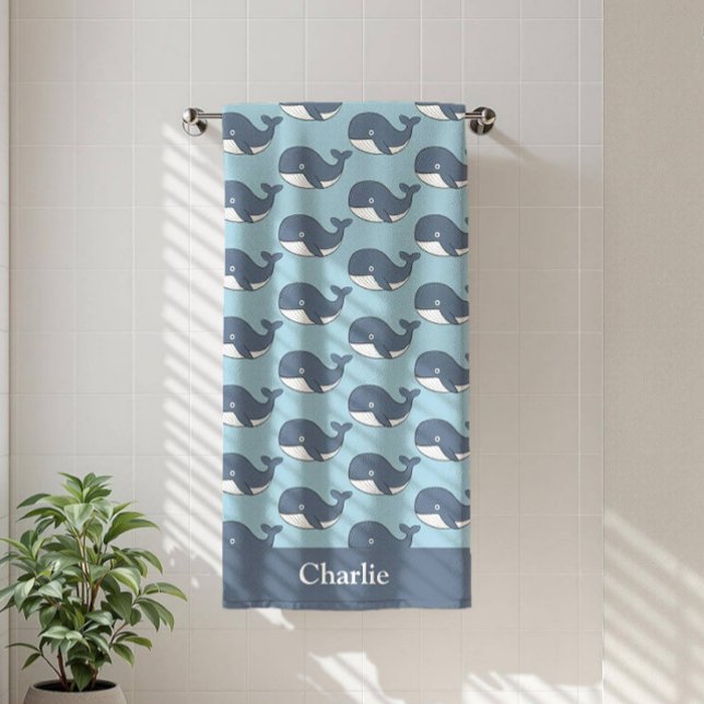 Personalised Kids Whale Beach Towel (Creator Uploaded)
