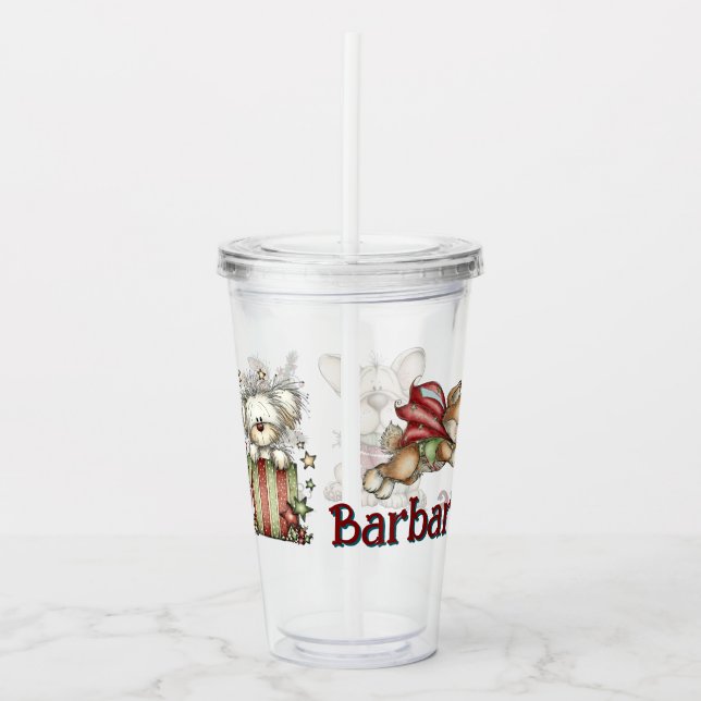 Personalised Kids Whimsical Christmas Acrylic Tumbler (Front)