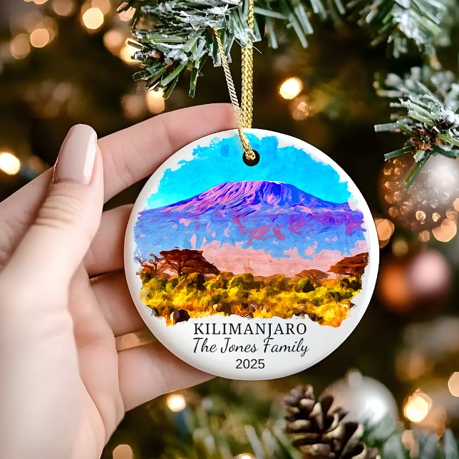 Personalised Kilimanjaro Ornament, Tanzania Gift Ceramic Tree Decoration (Creator Uploaded)